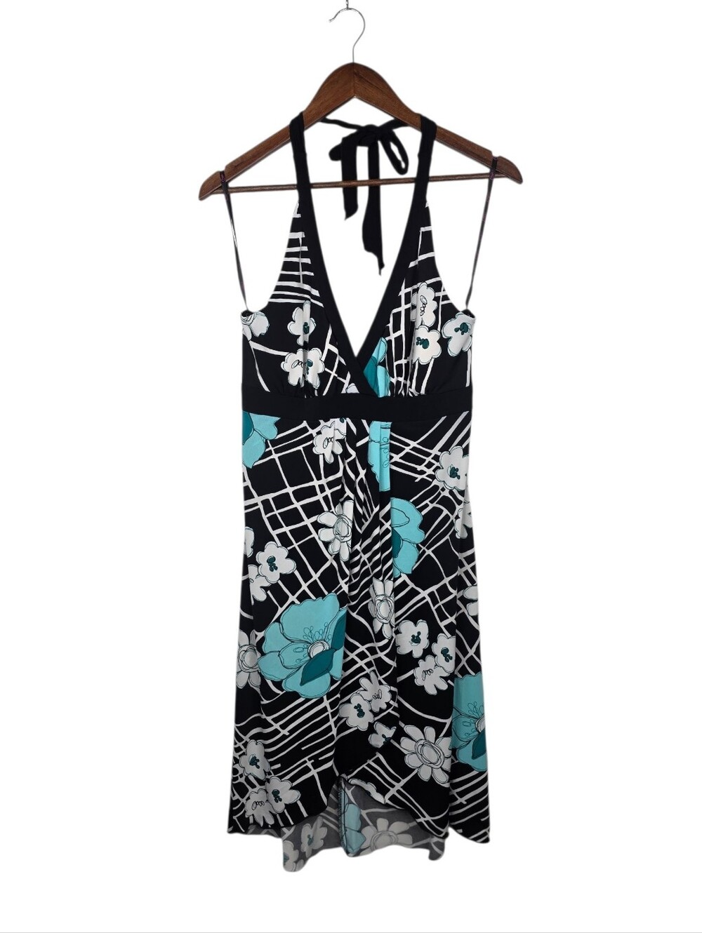 Y2K Candies Dress Teal Floral Summer Halter 90s Fairy Grunge Whimsical Sz Large